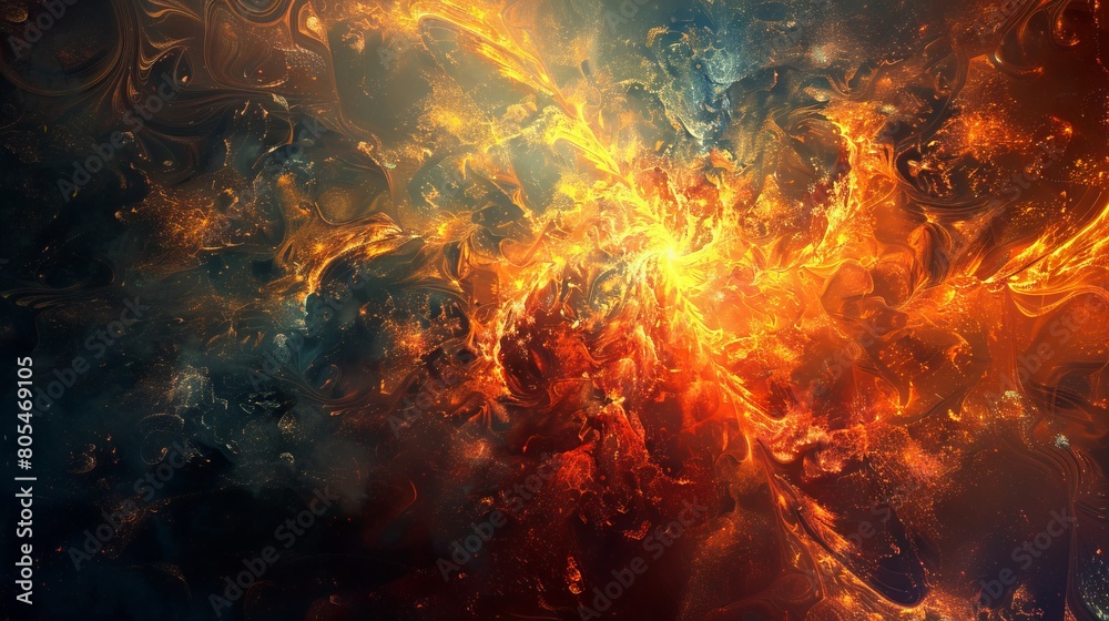 A fire and flames background.