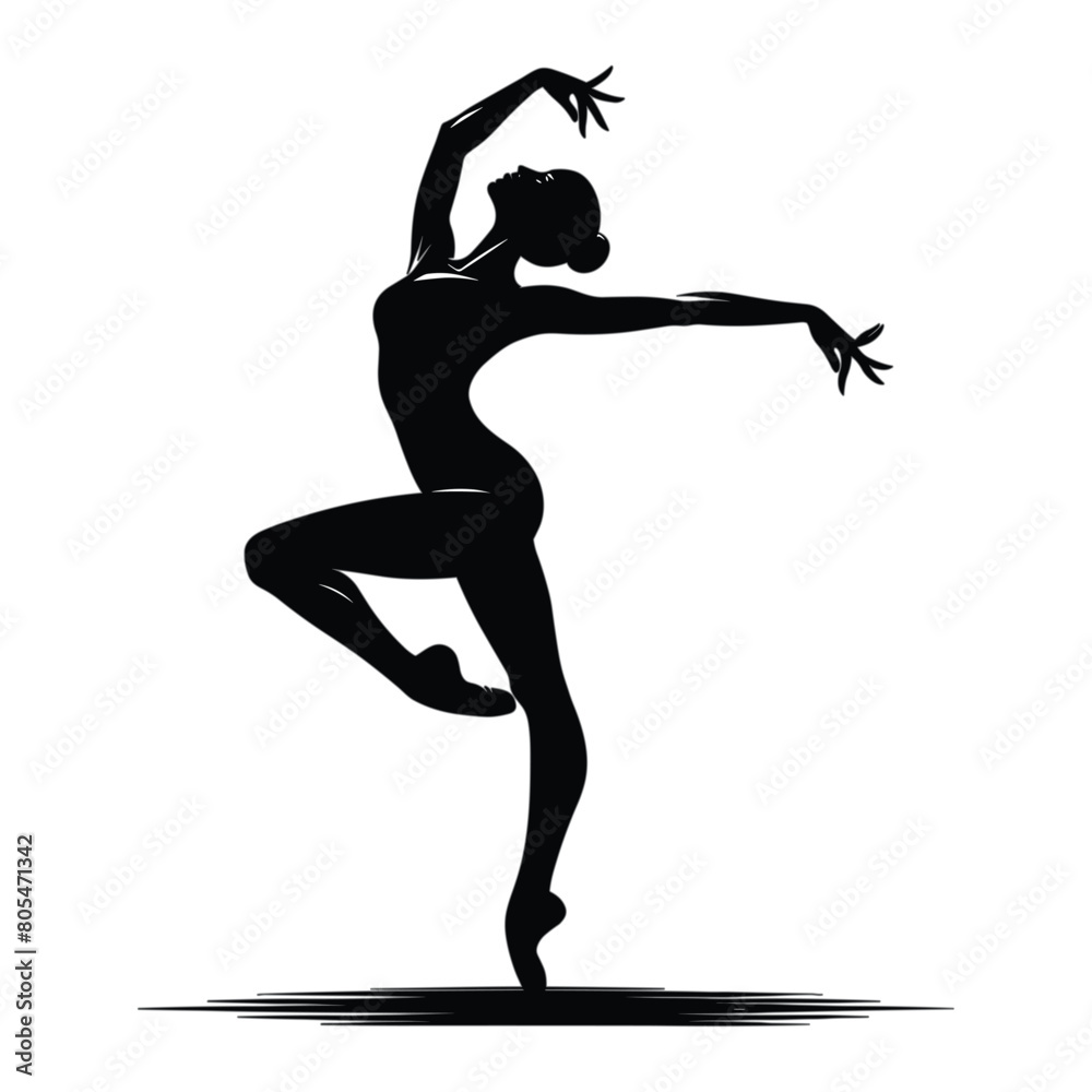 Black silhouette of Contemporary dancer vector Black silhouette of Contemporary dancer vector