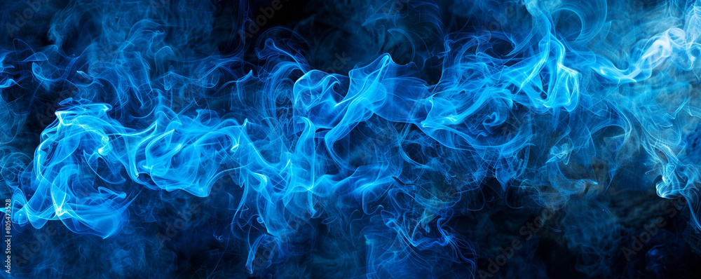 The vibrant chaos of electric blue smoke against a pure black background, giving a sense of depth, The vibrant chaos of electric blue smoke against a pure black background, giving a sense of depth,