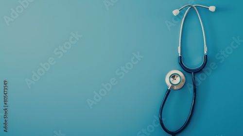 Stethoscope on blue background with copy space for text. Generate AI image
