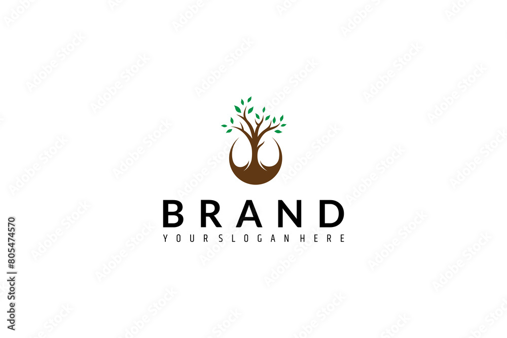 Obraz premium nature forest tree logo in flat vector design style