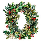 Christmas themed alphabetical letters and numbers typography design on a white background.  Generative AI