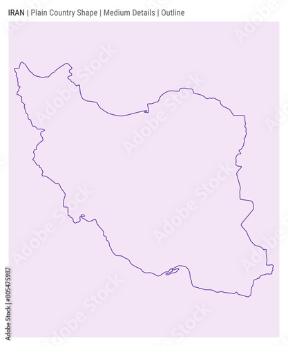 Iran plain country map. Medium Details. Outline style. Shape of Iran. Vector illustration.