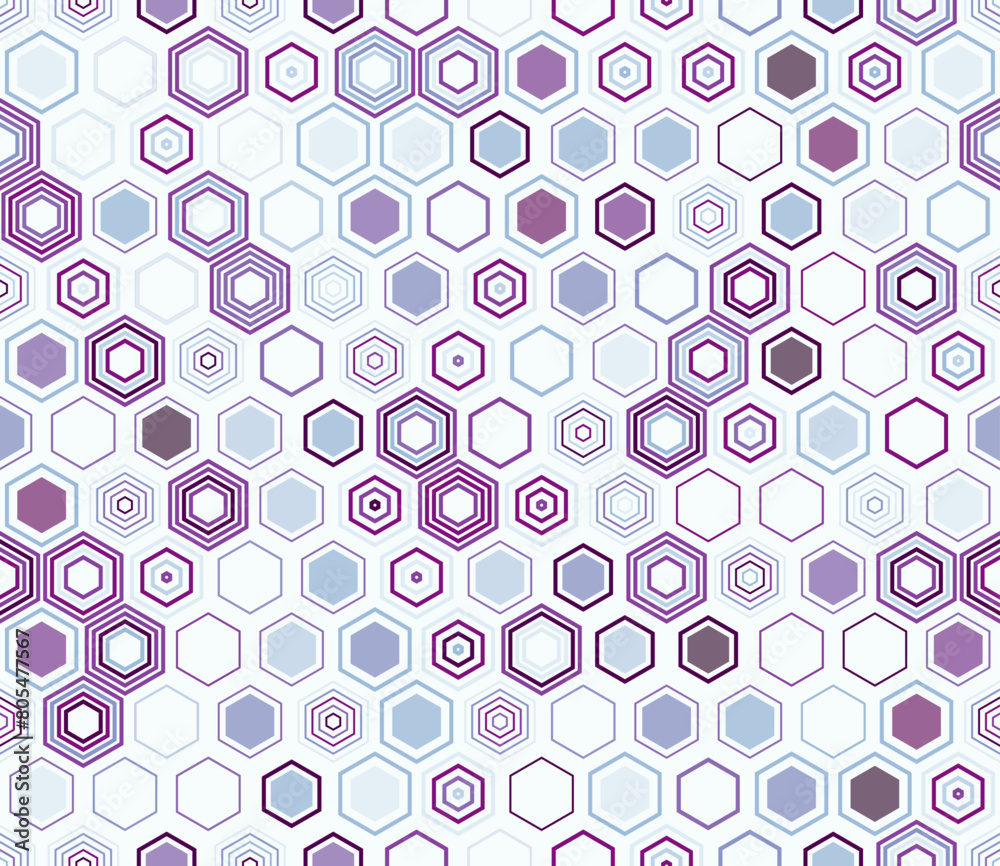 Seamless mosaic background. Geometric elements of varied style and color. Hexagon pattern. Tileable pattern. Seamless background. Beautiful vector illustration.