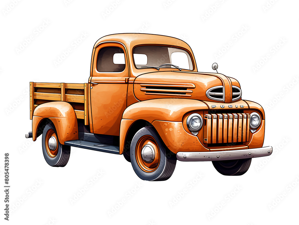 old truck on a transparent background, PNG is easy to use.