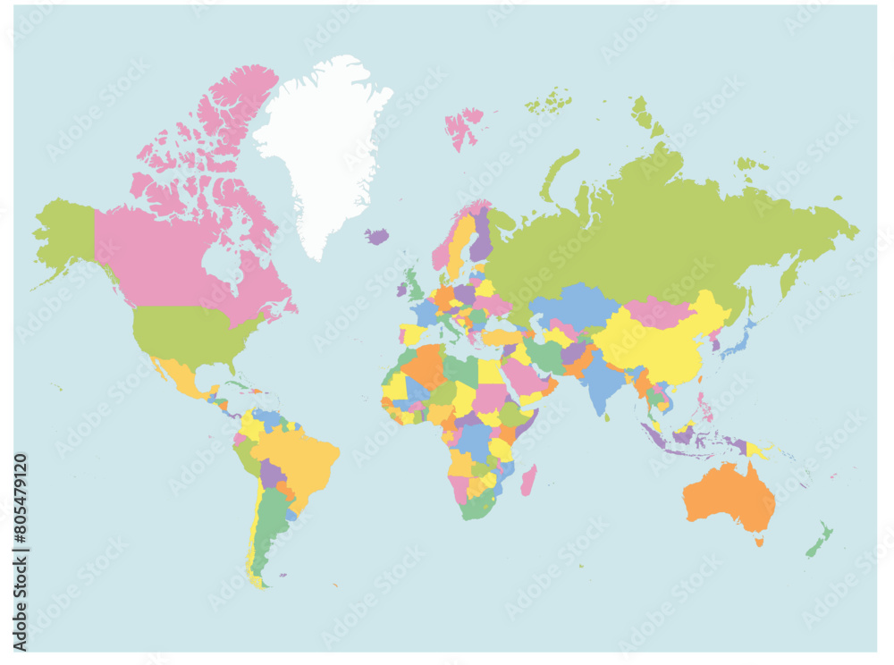 Obraz premium Outline of the map of World with regions