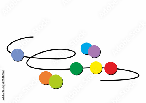 group of colorful beads on a string, vector illustration