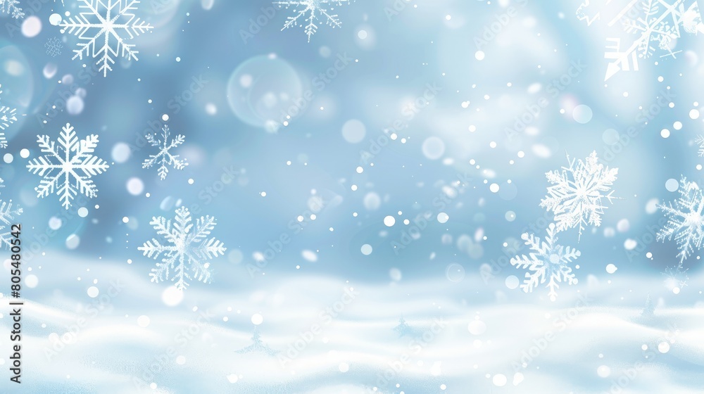 Winter background with snowflakes and bokeh lights. Generate AI image Winter background with snowflakes and bokeh lights. Generate AI image