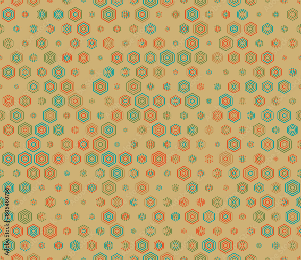 Geometric background featuring multicolored geometric elements of varied sizes. Bold stacked rounded hexagons in a mosaic pattern, creating a seamless vector illustration. Geometric background featuring multicolored geometric elements of varied sizes. Bold stacked rounded hexagons in a mosaic pattern, creating a seamless vector illustration.