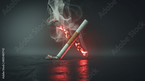 Glowing Danger - A Sinister Depiction of Cigarette Addiction
