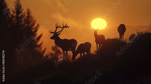 deer in sunset