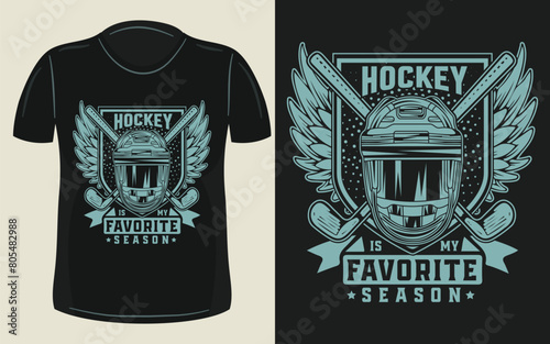 Hocky t shirt design, ice hocky. 