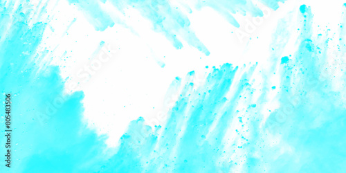 Light blue watercolor background hand-drawn. Blue chalk brush strokes background. Blue sky shades color watercolor illustration. Teal Sky blue white distressed overlay with grainy, vivid textured glit