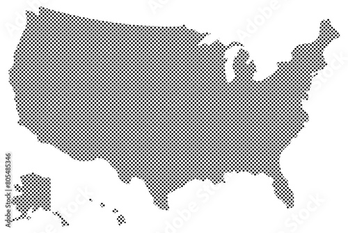 Dotted pattern map of America. vector illustration