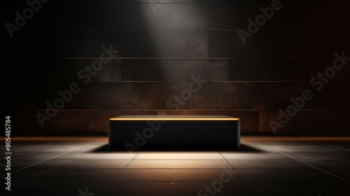 Captivating stock image showcasing a rectangular pedestal strategically positioned at the center of the frame.
