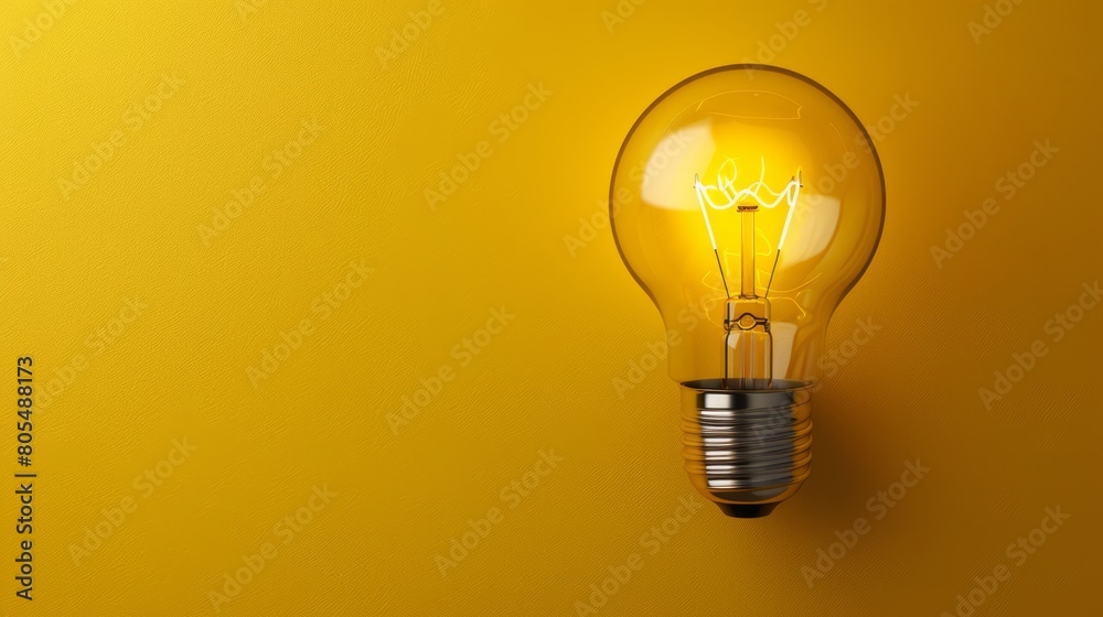 A yellow wall bears a large light bulb, accompanied by a smaller one affixed to its side A yellow wall bears a large light bulb, accompanied by a smaller one affixed to its side