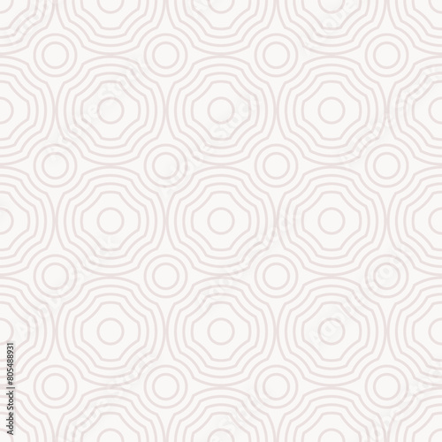 Trend seamless pattern of circles and arcs, geometric shapes in coffee color for coffee shop design. Decoration of lines on a brown background for textiles and wallpaper.