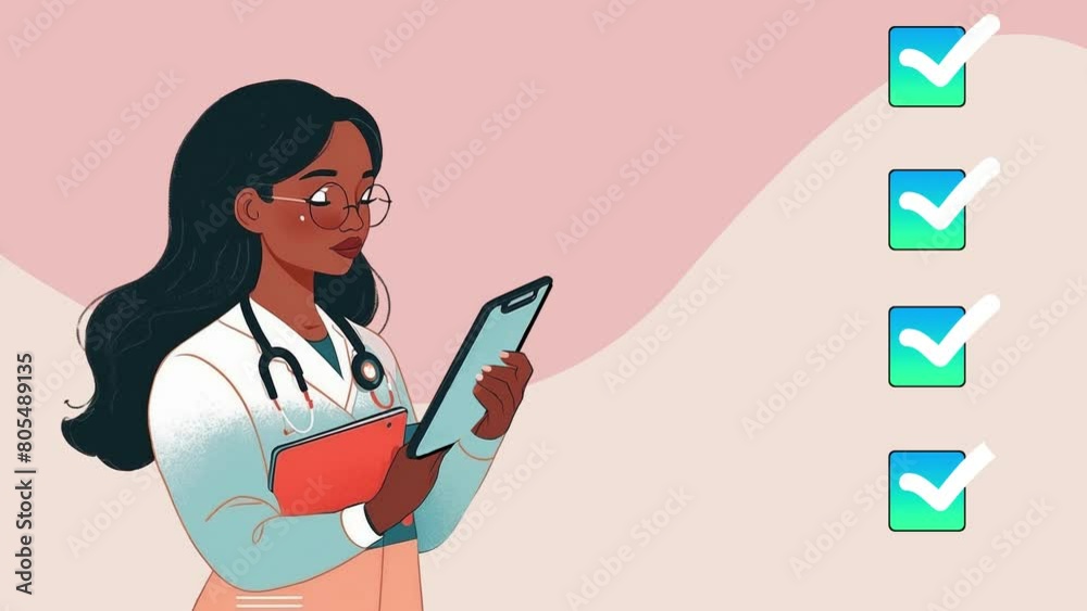 of african american female doctor with tablet and checklist.concept of physician, doctor, medical, healthcare, of african american female doctor with tablet and checklist.concept of physician, doctor, medical, healthcare,