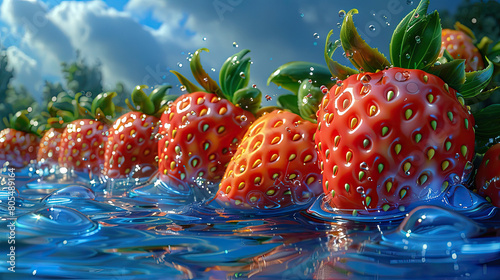Strawberries season concept background, generative ai