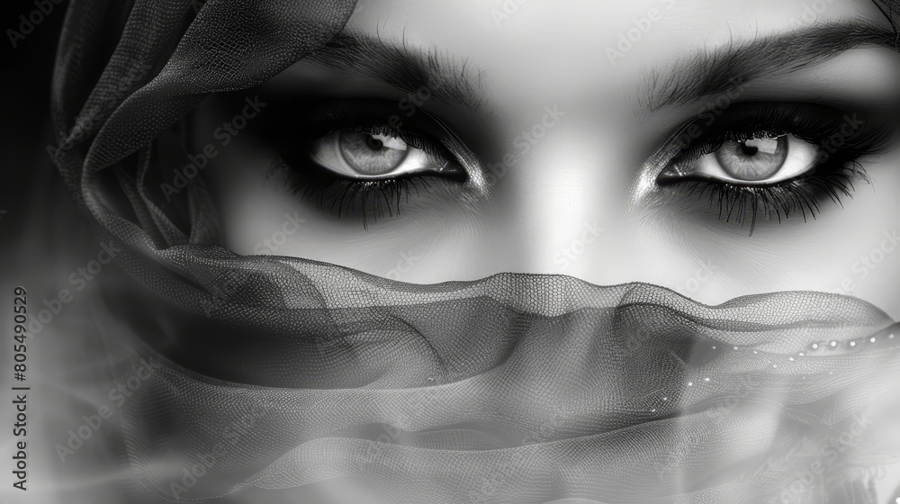 smoke emerges from her eyes, veil draped over her head smoke emerges from her eyes, veil draped over her head