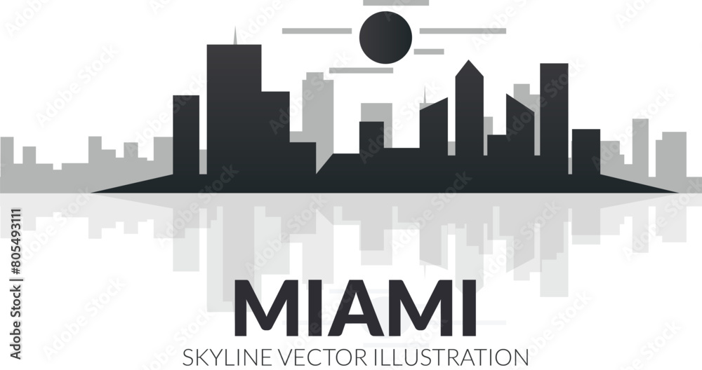 Fototapeta premium Miami vector silhouette skyline vector illustration