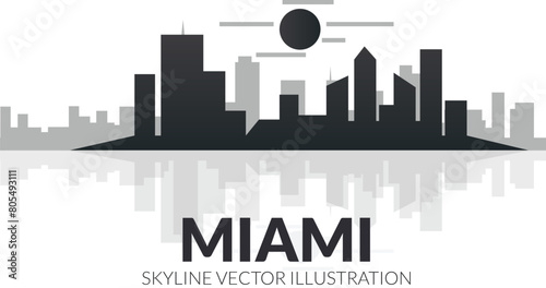 Miami vector silhouette skyline vector illustration
