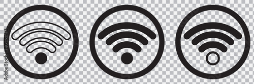 Wireless and wifi icon or wi-fi icon sign for remote internet access, internet connection, signal icon, variations podcast vector symbol, vector illustration
