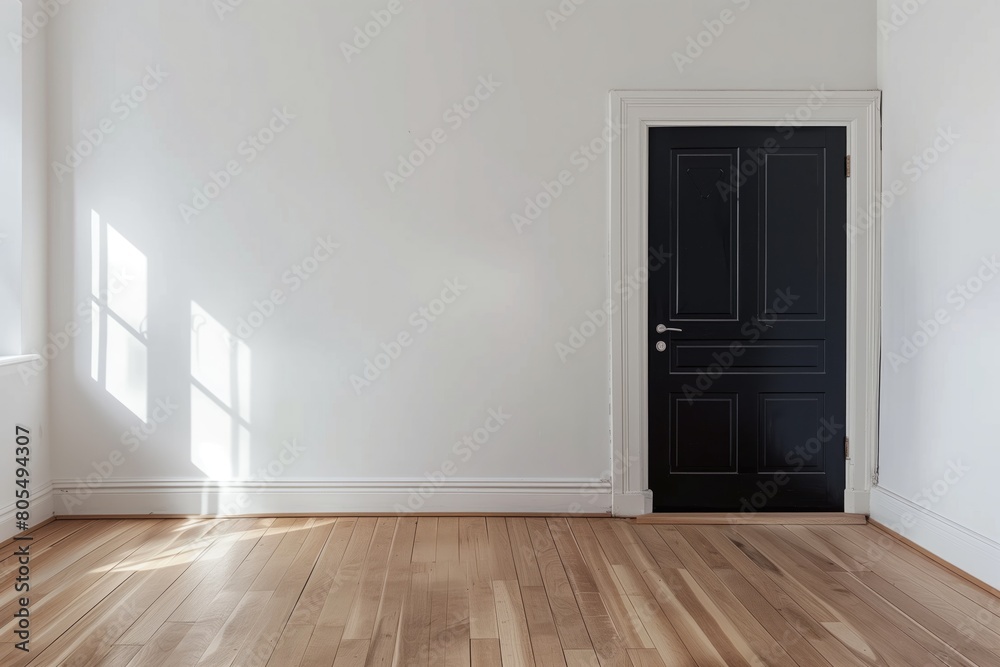 Obraz premium black door on white stage