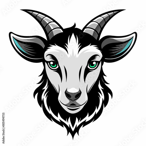 goat head black and white with no bg © CreativeDesigns