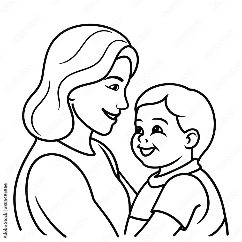 a drawing of a mother and child with a white background a drawing of a mother and child with a white background