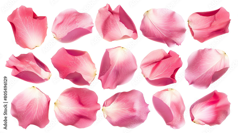 Set of pink rose petals, cut out Set of pink rose petals, cut out