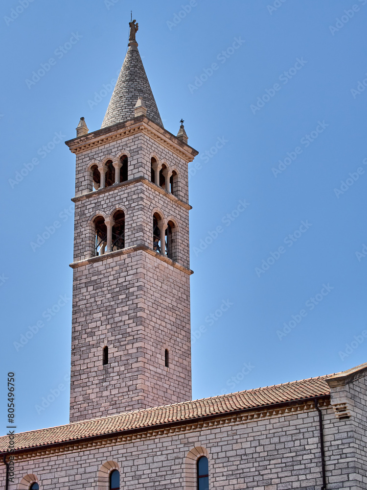 Bell Tower of the Church of St. Anthony in a sunny day. Pula, Istria, Croatia, Europe