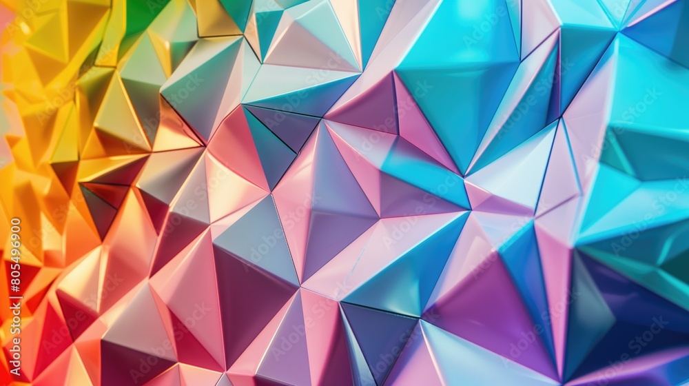 3d abstract print with polygonal shapes in rainbow colors. Background 3d abstract print with polygonal shapes in rainbow colors. Background