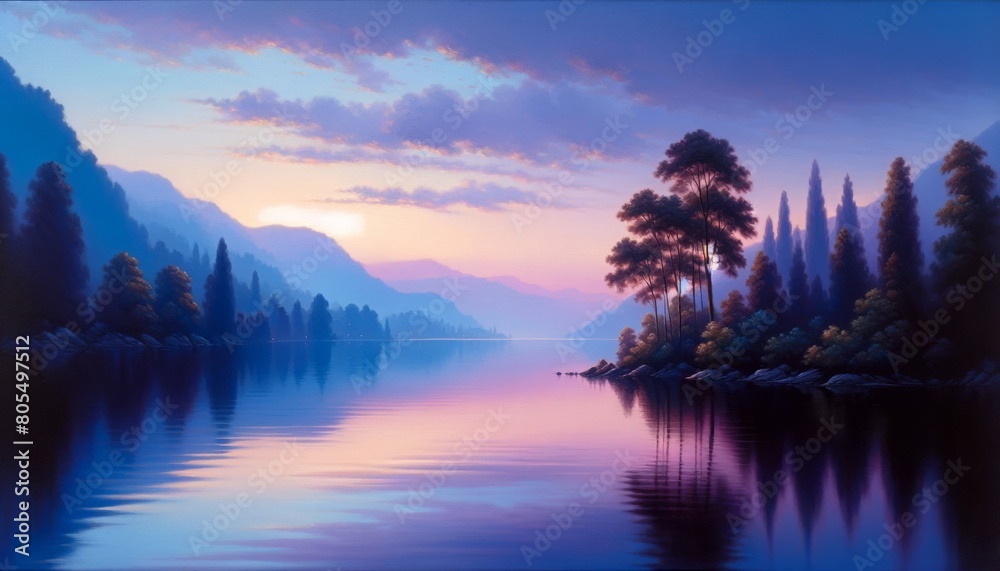 A tranquil lakeside scene at dawn, where the first light of day gently awakens serene landscape A tranquil lakeside scene at dawn, where the first light of day gently awakens serene landscape