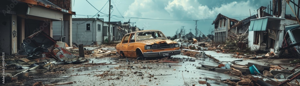 Fototapeta premium Post-Disaster Recovery, Natural Disasters, Environmental Damage.