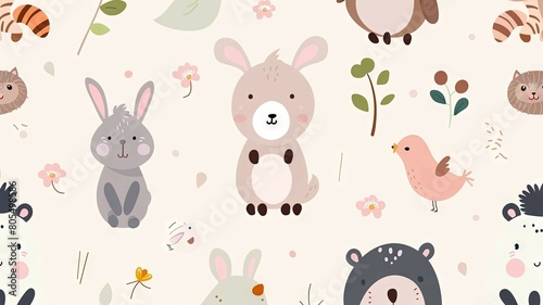 Cute Animal for Baby Room Decor in Modern Flat Design