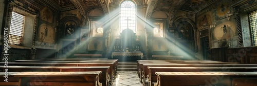 Daylight Illuminating the Grandeur of Catholic Church Architecture