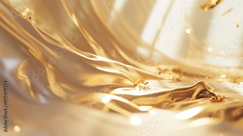 The abstract picture about gold water or liquid that has been flowing, waving, shining and reflected light to the camera like it has been made the light by itself that make it so beautiful. AIGX01.