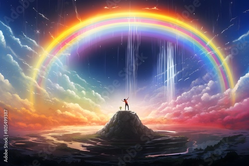 Lofi Art with Radiant Lightcore Rainbow Sparks photo