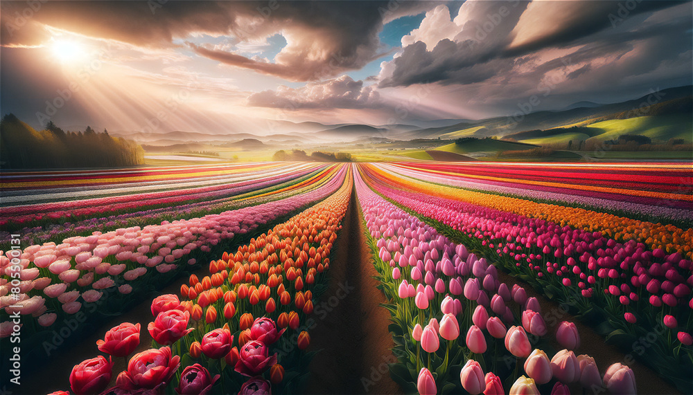 튤립(tulip) 꽃 밭