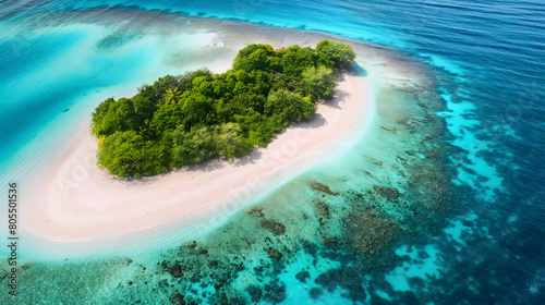 Remote Atoll: Powdery White Sand and Vibrant Coral Reefs Teeming with Life