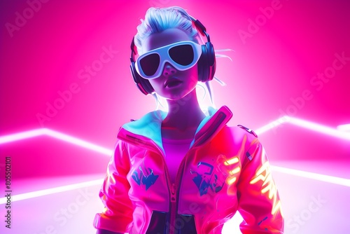Futuristic Robotic Being Immersed in a Britpop Acidwave Dance Party