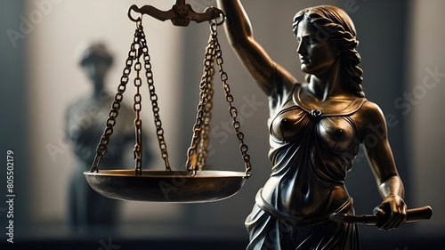 A scale is held by a blindfolded Lady Justice, symbolizing equality and impartiality in the legal system.