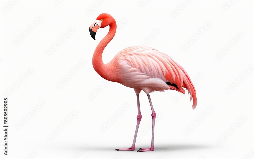 Flamingo on a White Backdrop