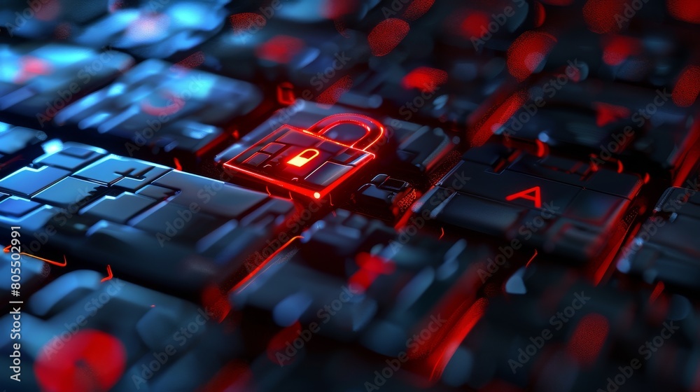 Fototapeta premium Digital Crack The Cybersecurity Breach. Concept Cybersecurity Threats