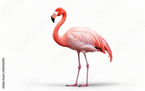 Flamingo on a White Backdrop