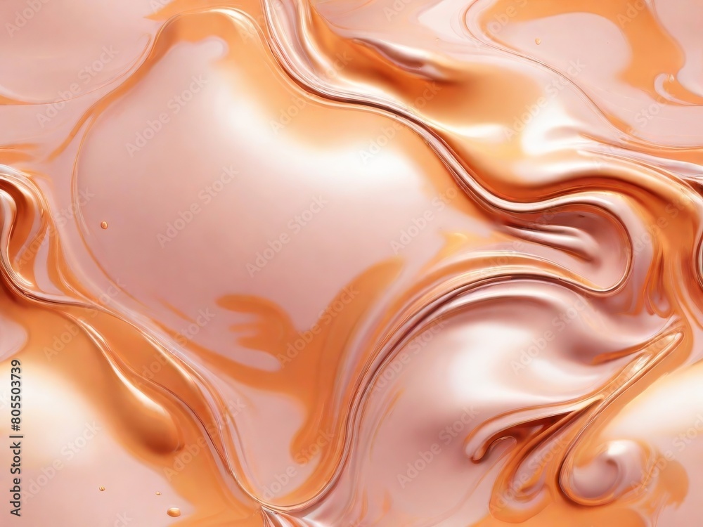 Creamy texture. Abstract emotional art. Modern design element. Liquid acrylic paints, beige and orange.