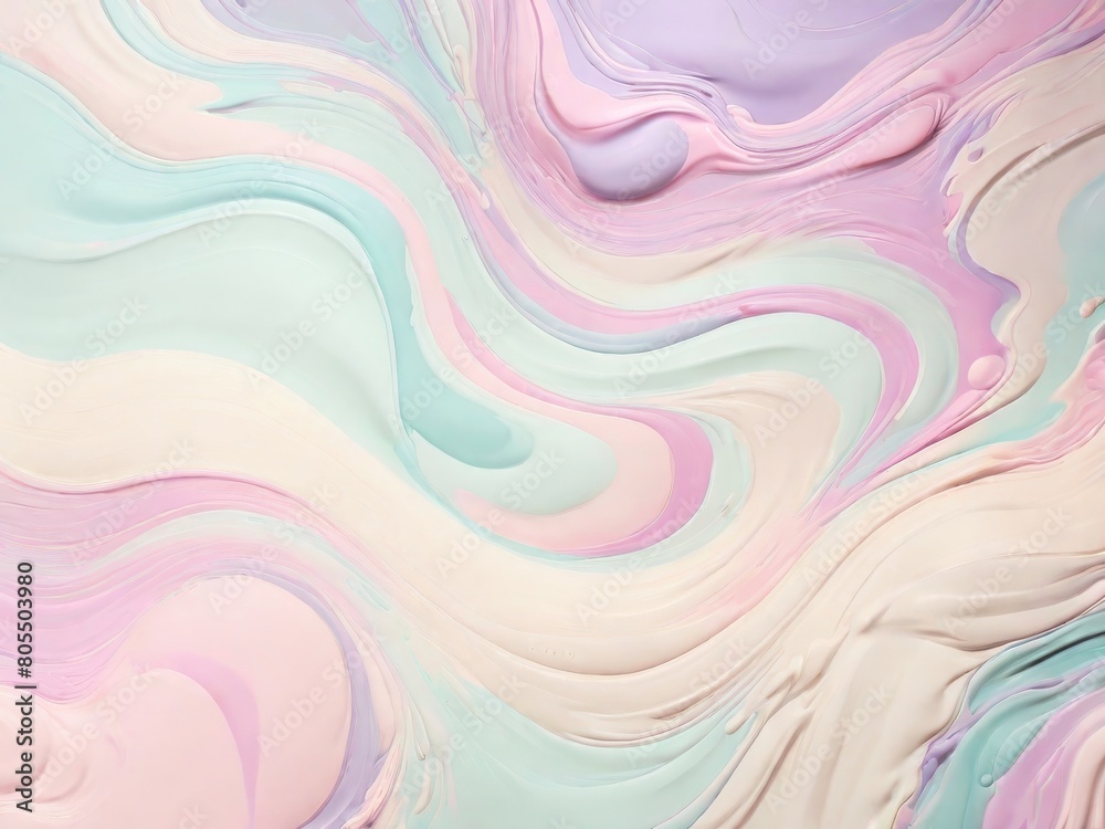 Multi-colored abstract liquid background in soft pastel colors. Watercolor paints