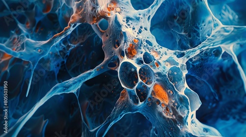 Medical close-up of a bone with acute inflammation, depicted in vivid detail on a dark blue canvas photo