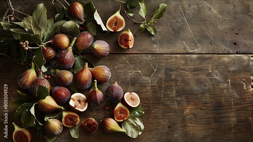 "Rustic Wooden Table with Fresh Fig Fruit on Top Natural Elegance and Simplicity in a Delightful Setting"